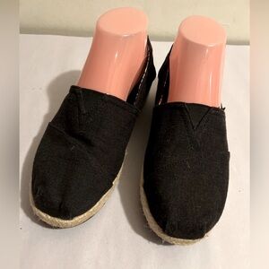 Bobs From Skechers Memory Foam 34101 Espadrille Wedge Slip On Black Size 8 EUC